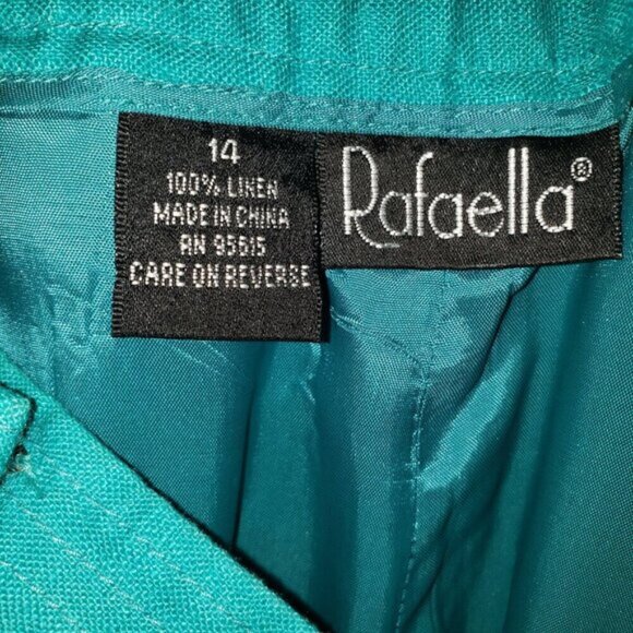 Women's Rafaella Wide Leg Teal 100% Linen Pants - 14 - Picture 4 of 4